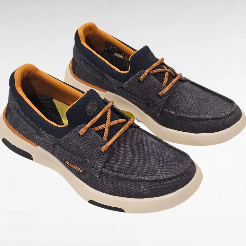 Skechers Bellinger Garmo Slip-on Comfort Boat Shoe Navy Blue Size 7